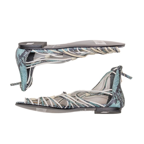 Pierre Balmain Paris Python Print Strappy Lace-Up Flat Sandals – Size EU 39 / US - Picture 4 of 10